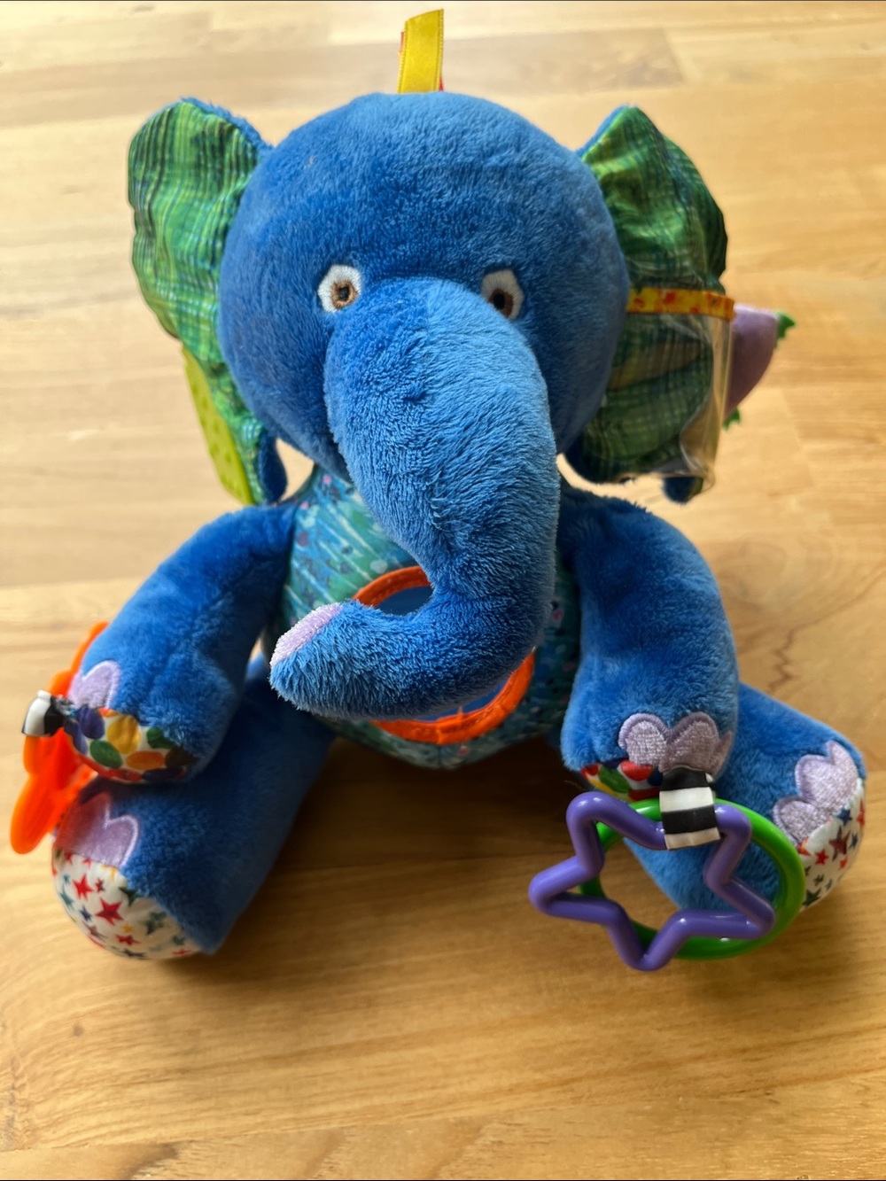 Eric Carle Elephant Plush Activity Toy with Multicolor Sensory Rings